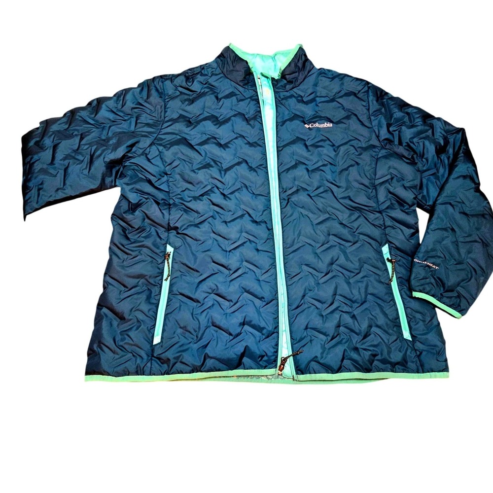 Columbia Delta Ridge 2X Teal 650 Down Omni-Heat PufferJacket Jewel Tone Gorpcore - Picture 3 of 12